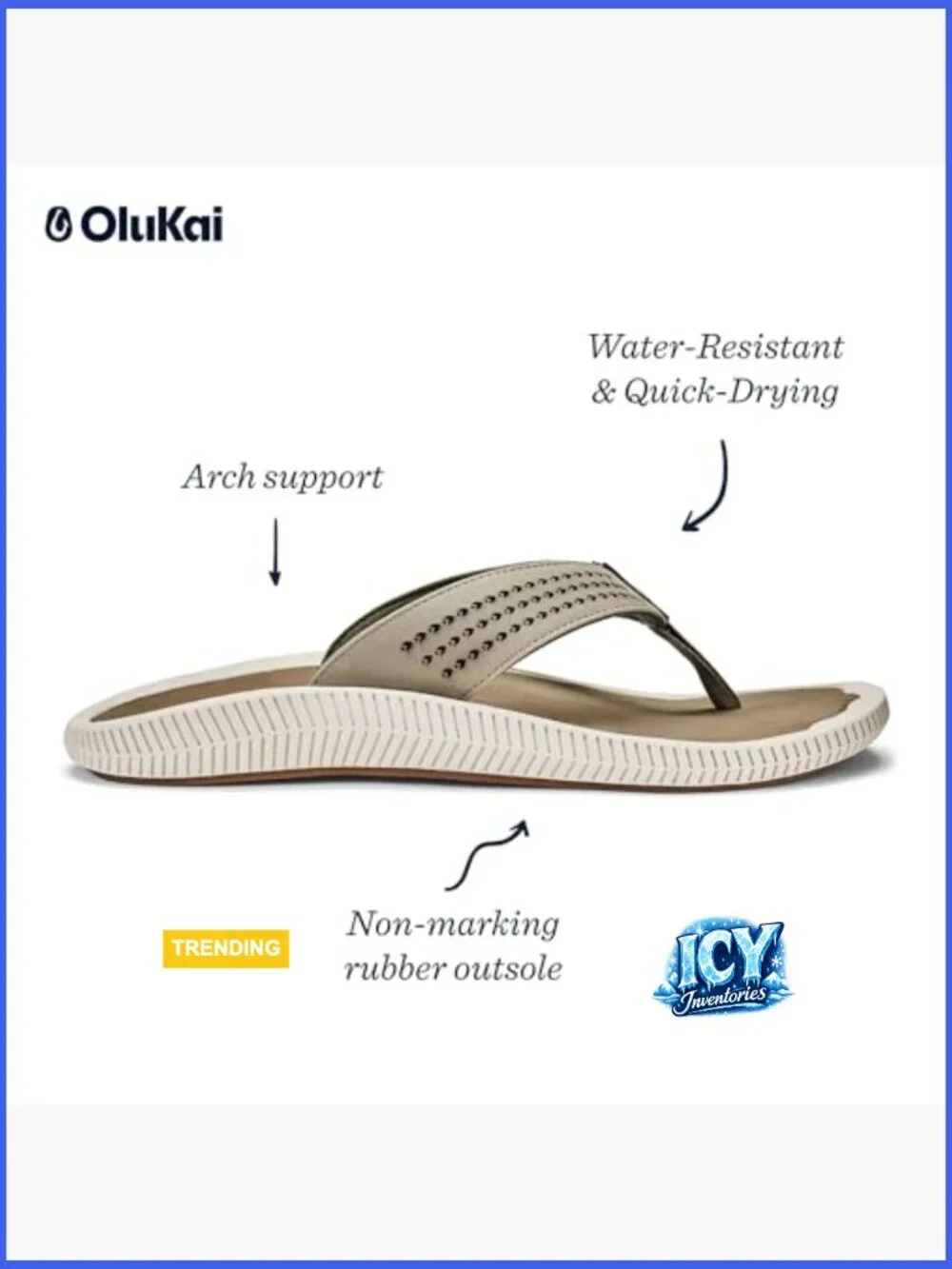 Men's Water Resistant Flip Flop Sandals with Arch Support and Enhanced Traction